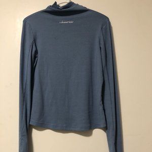 Dusty Blue fleece turtleneck long sleeve t-shirt